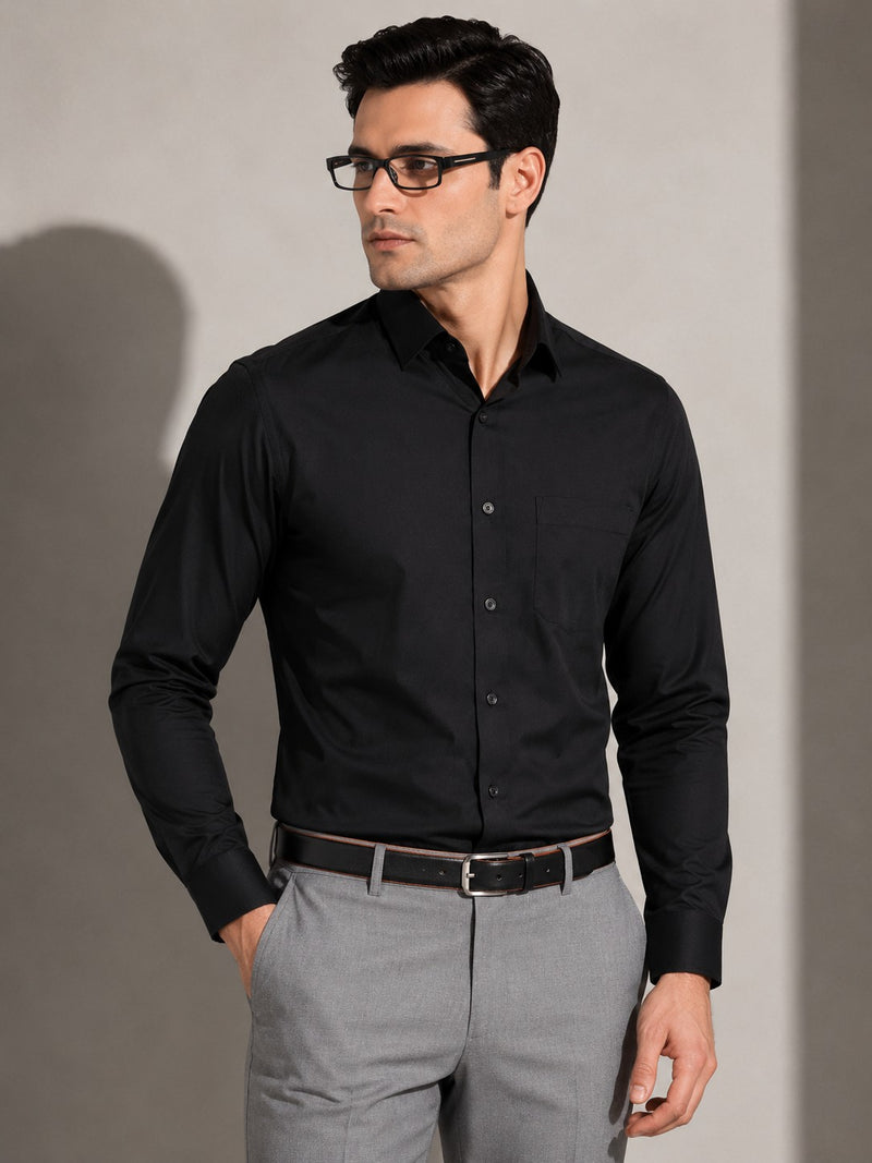 Midnight Black Classic Full-Sleeve Shirt
